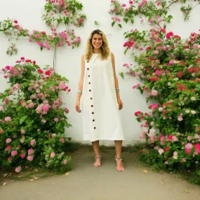 Organic Cotton Boho Dress with Coconut Buttons