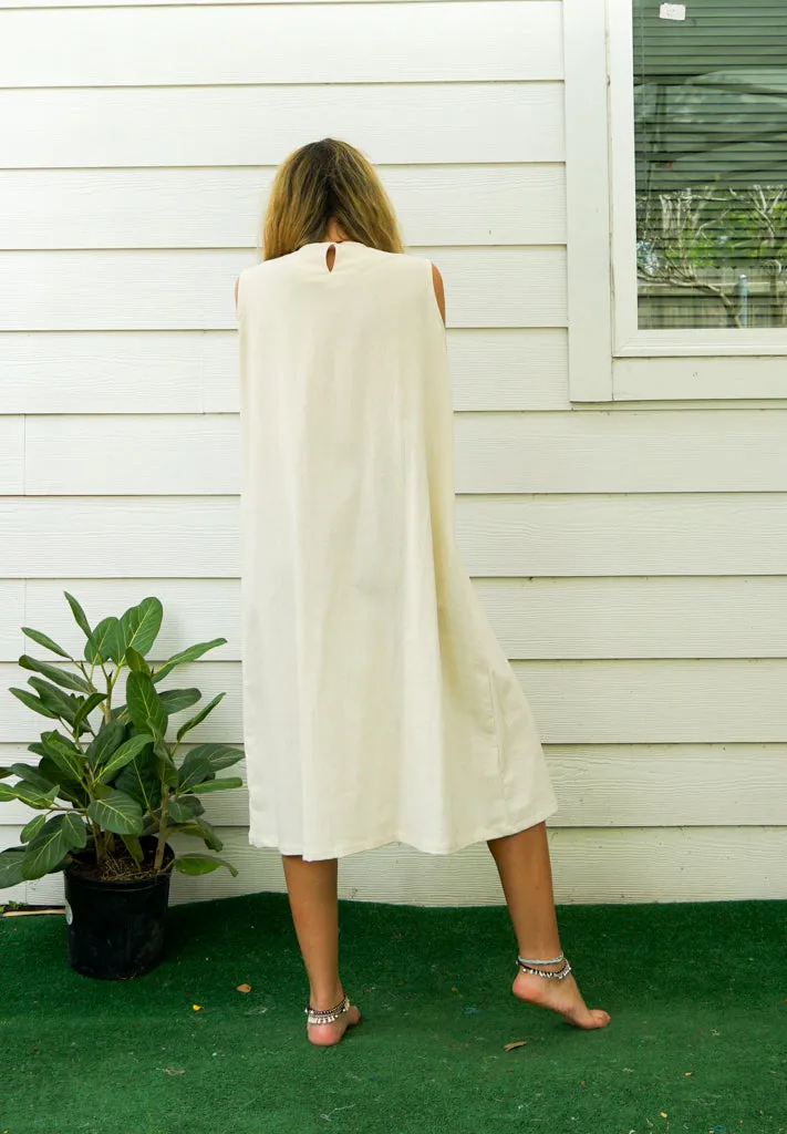 Organic Cotton Boho Dress with Coconut Buttons