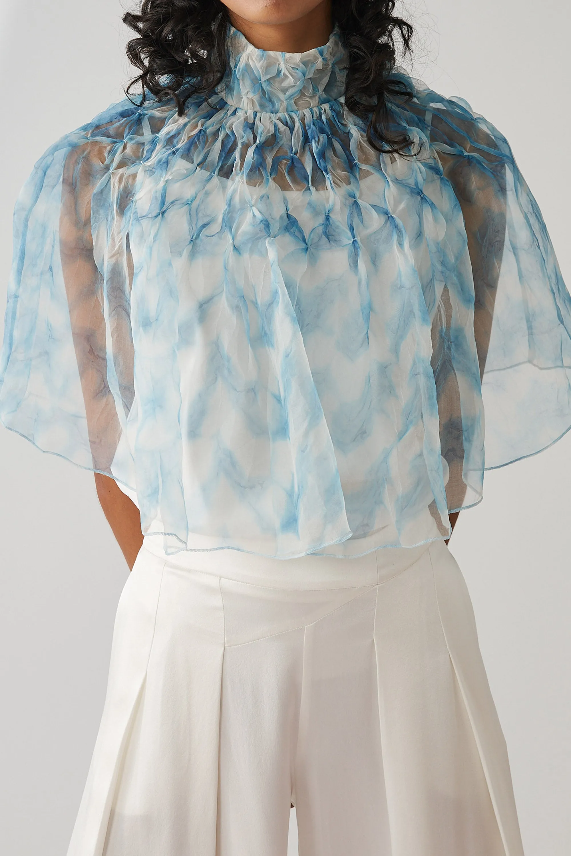 ORGANZA CAPE- INDIGO