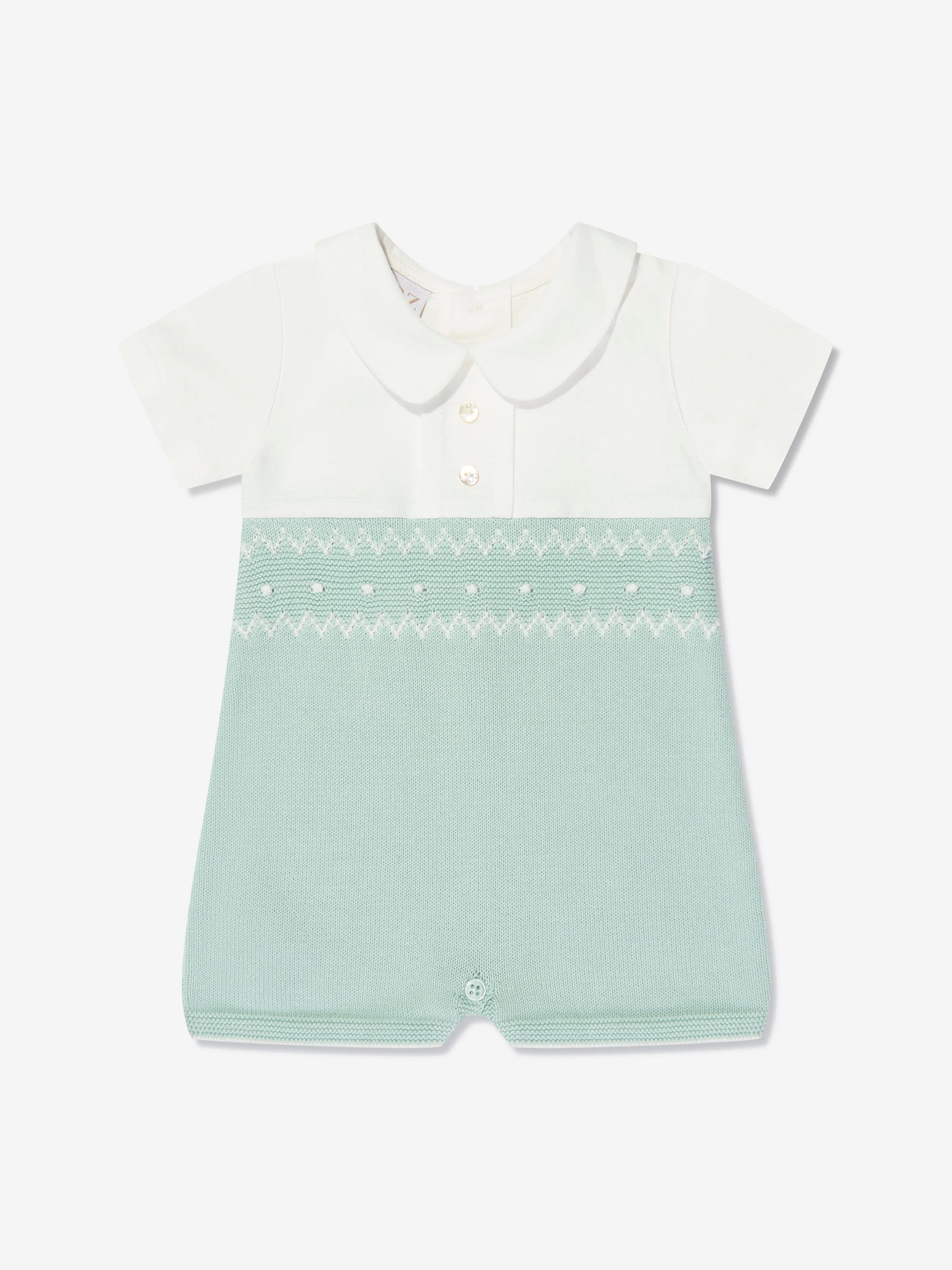 Paz Rodriguez Baby Boys Knitted Romper in Green