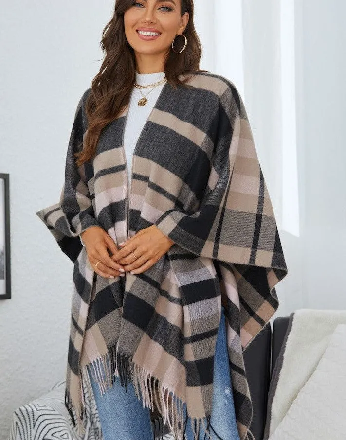 Pink and Gray Plaid Cape