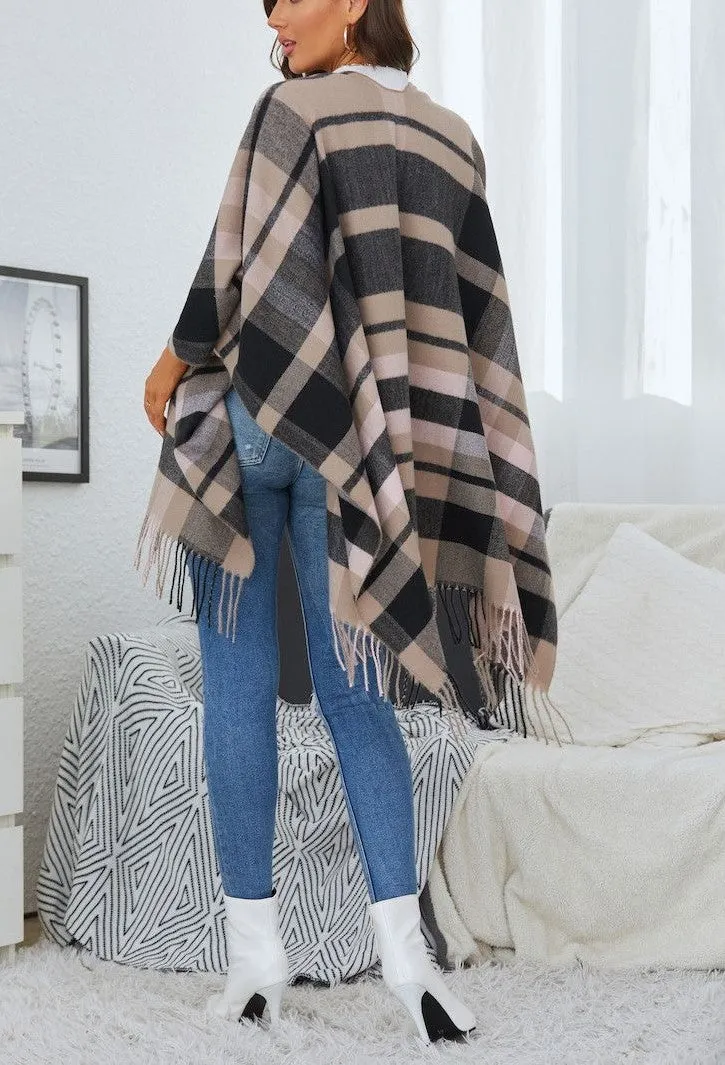 Pink and Gray Plaid Cape