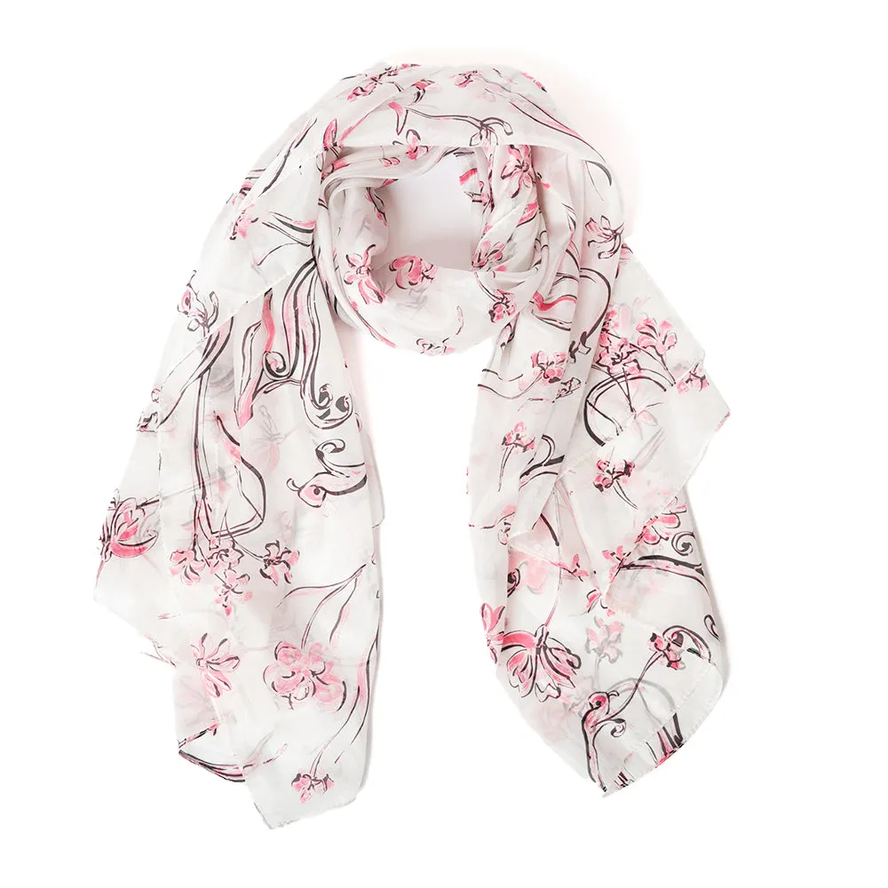 Pink Cherry Blossom Silk Scarf