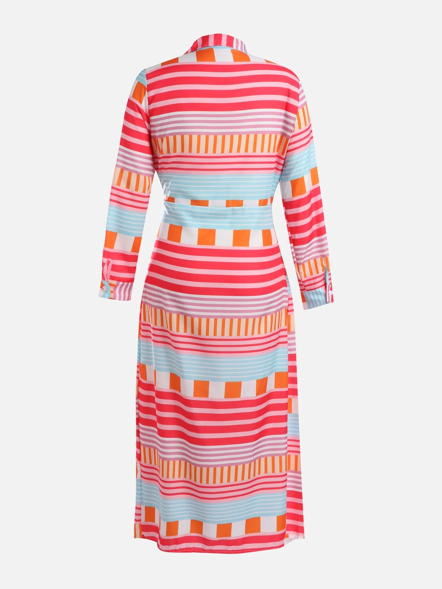 Pink Striped Wrap Dress