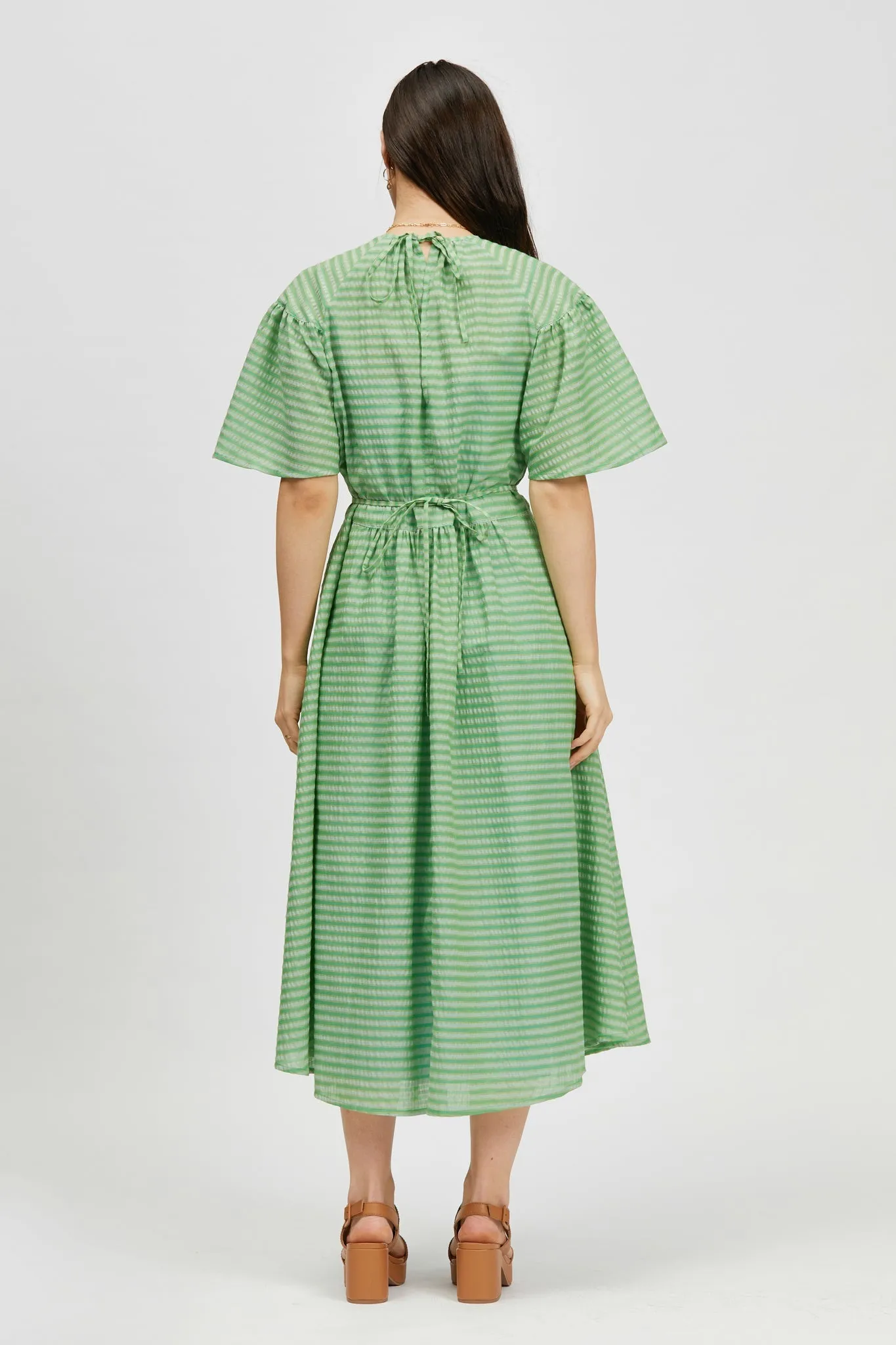 Prazer Dress Green Stripe/Light Blue