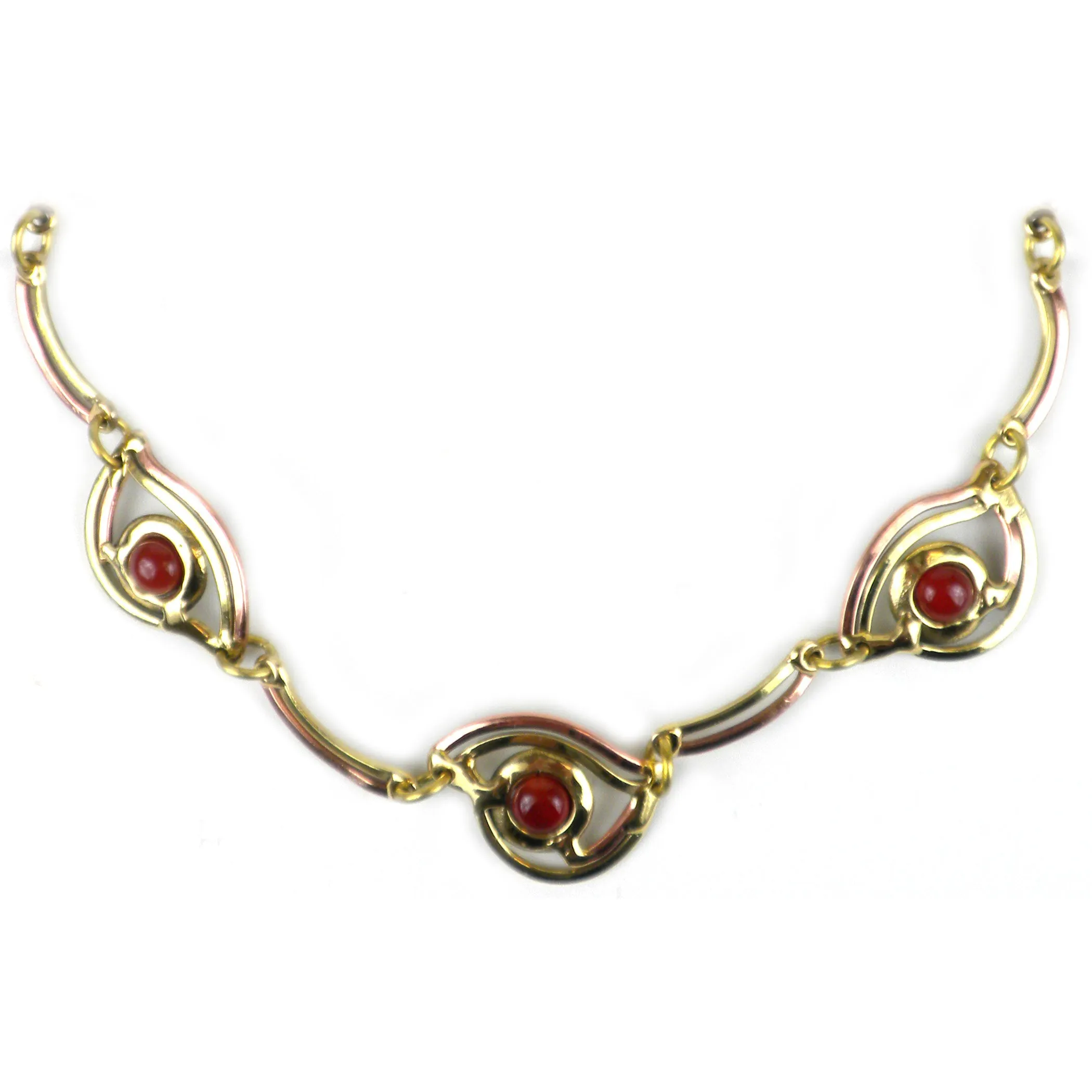 Red Carnelian Eye Copper and Brass Necklace Brass Images