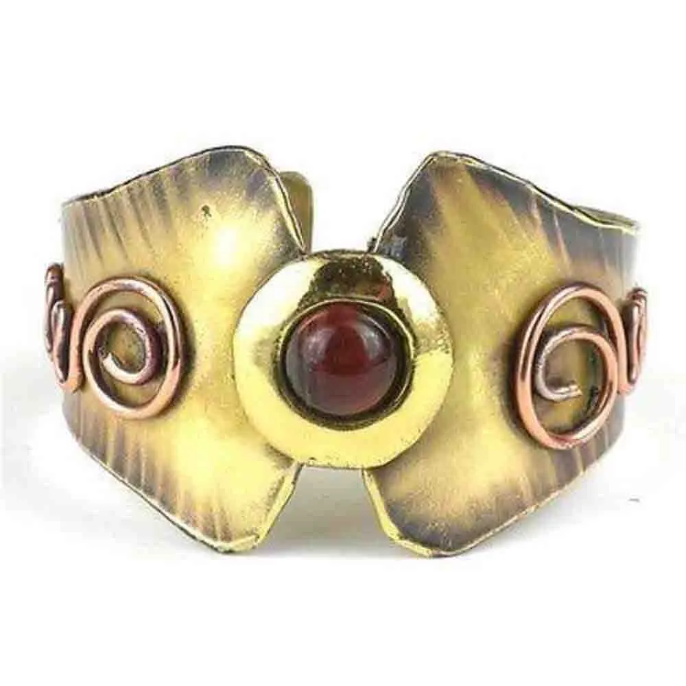 Red Tiger Eye Brass and Copper Cuff Brass Images