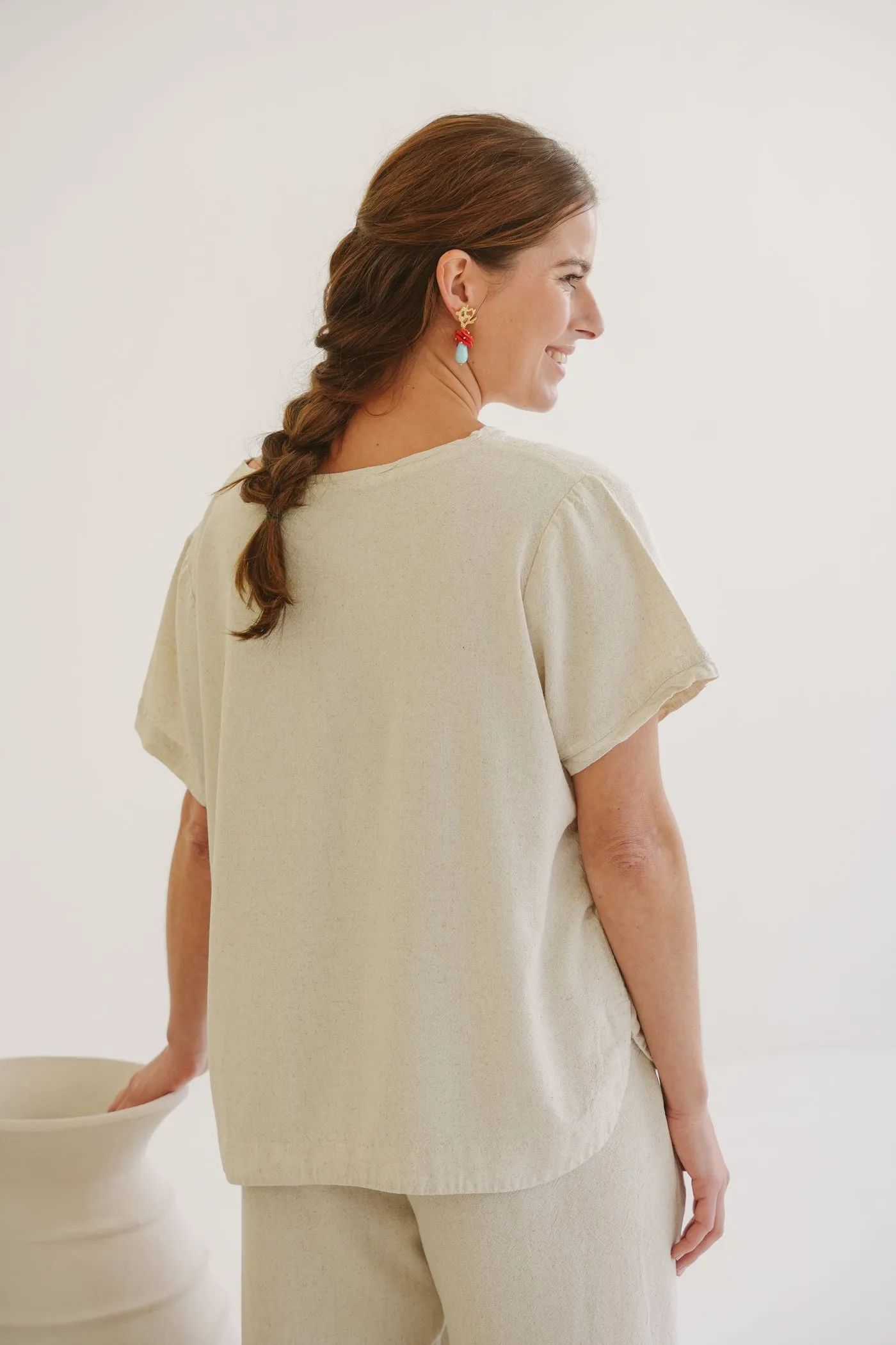 Riva Linen V-Neck Top