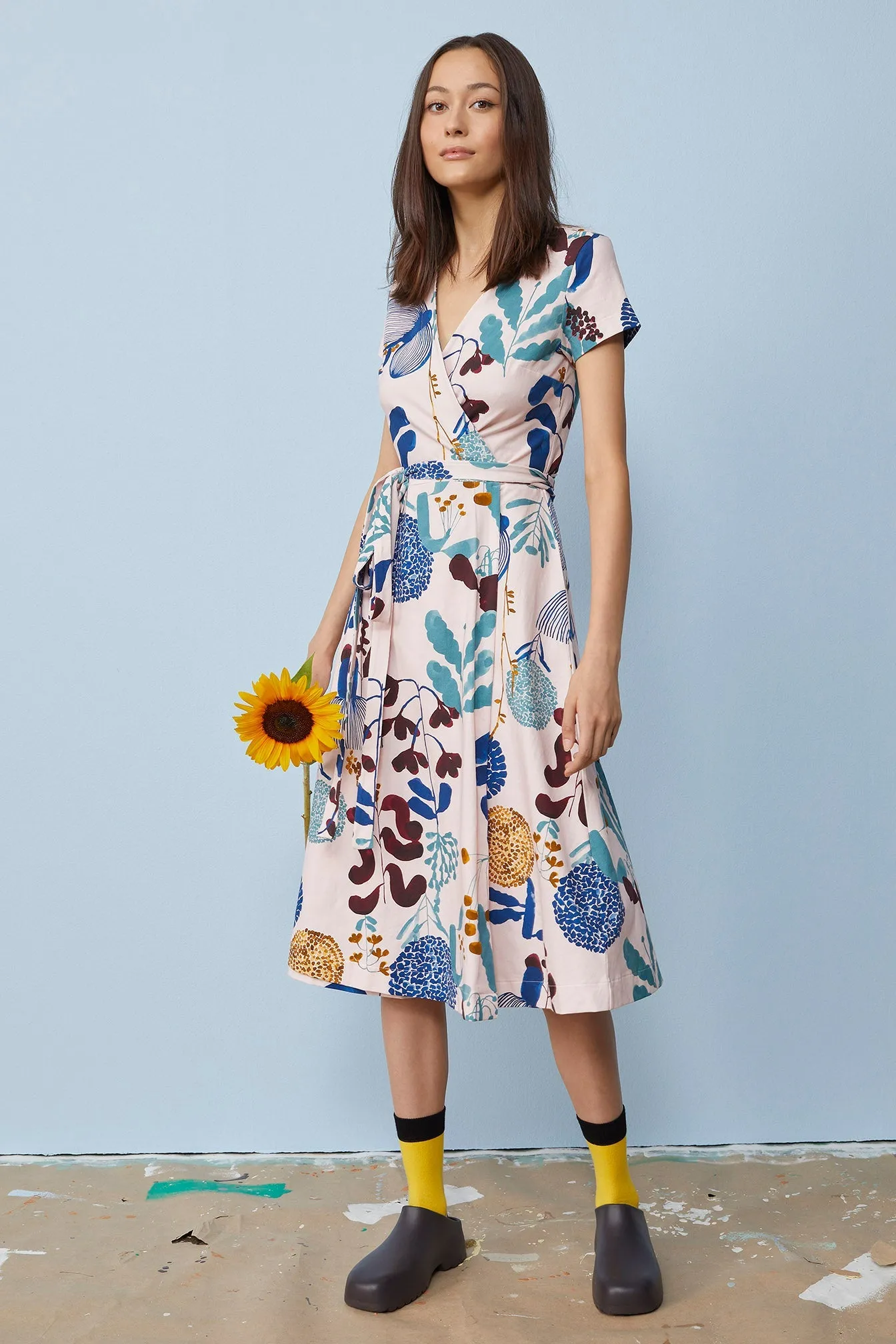 Short Sleeve Wrap Dress Wild Garden