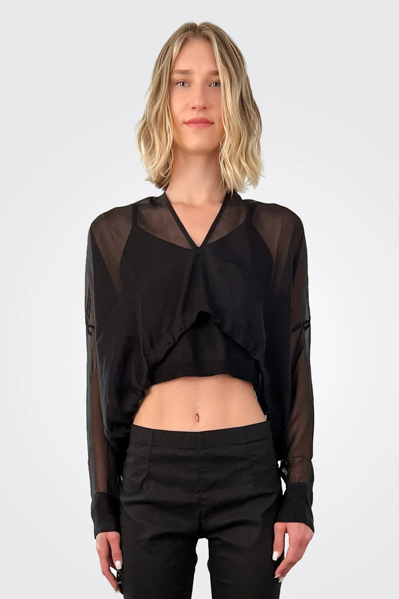 Shrug Sheer Cropped - Black