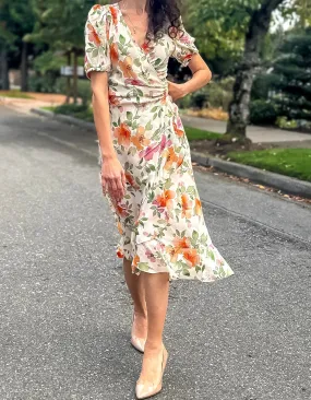 Silk Floral Wrap Dress