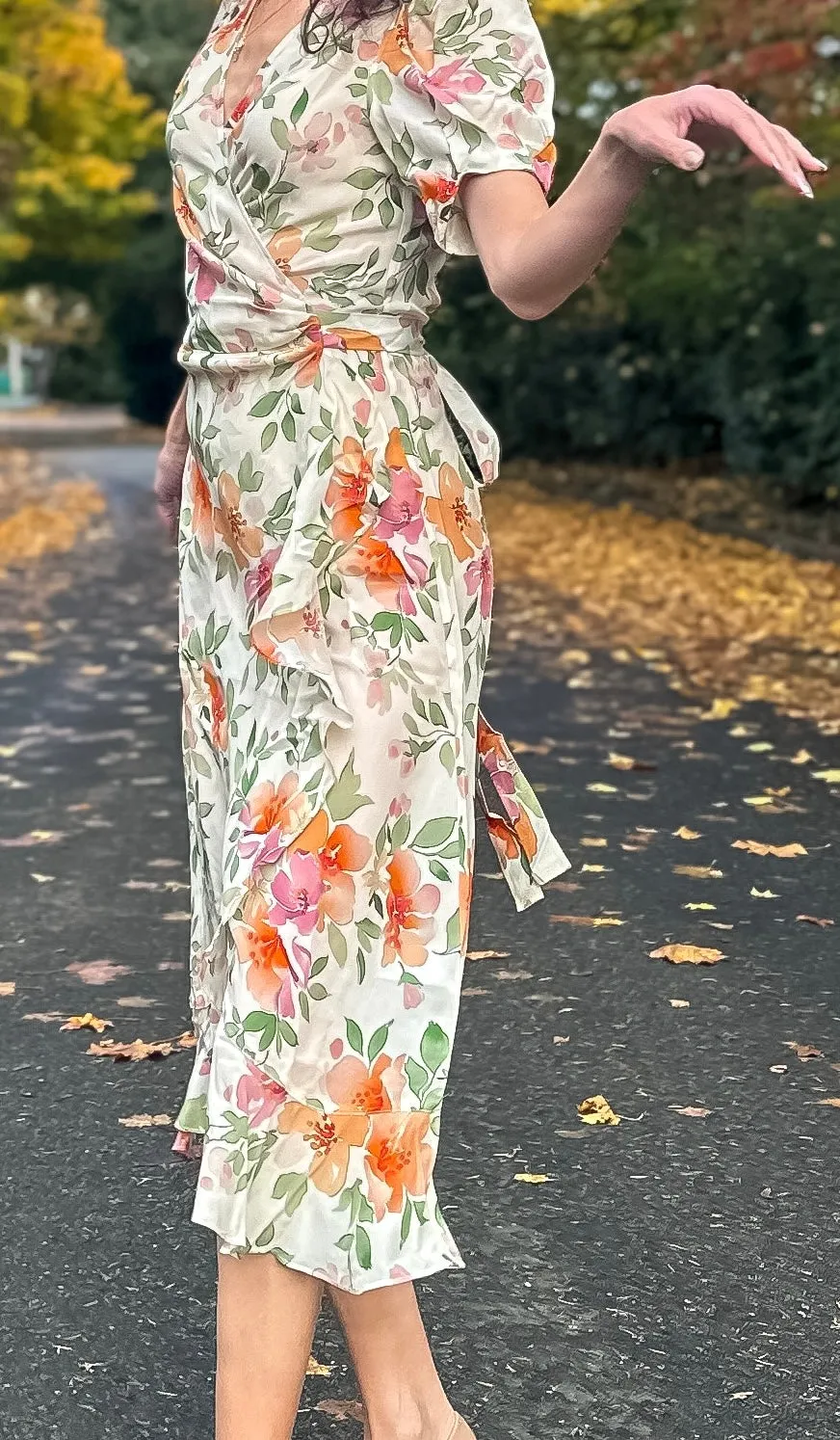 Silk Floral Wrap Dress