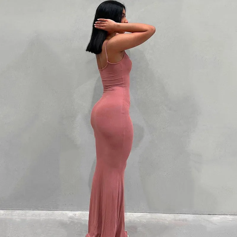 Slim Peach Hip Sling Dress