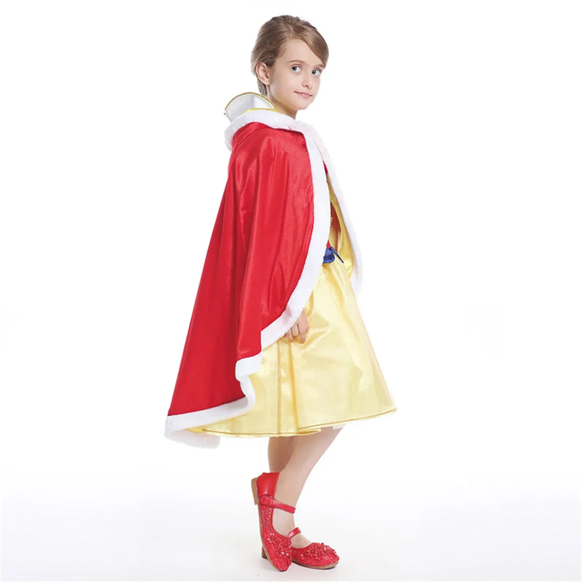 Snow White Cape Cloak Soft Velvet Fur Hooded