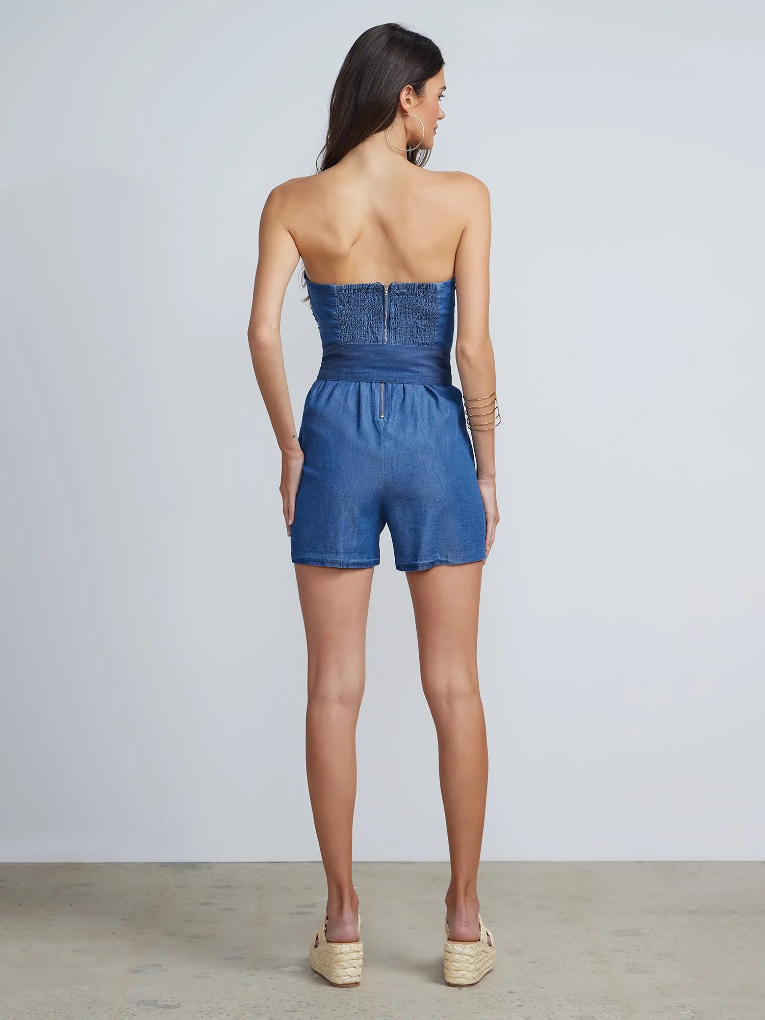 Strapless Ruched Bodice Romper