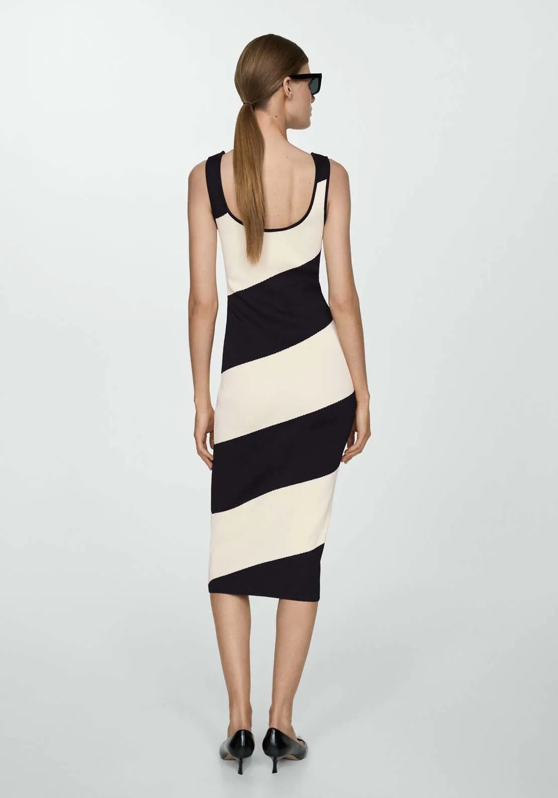 Striped knitted midi-dress - Black