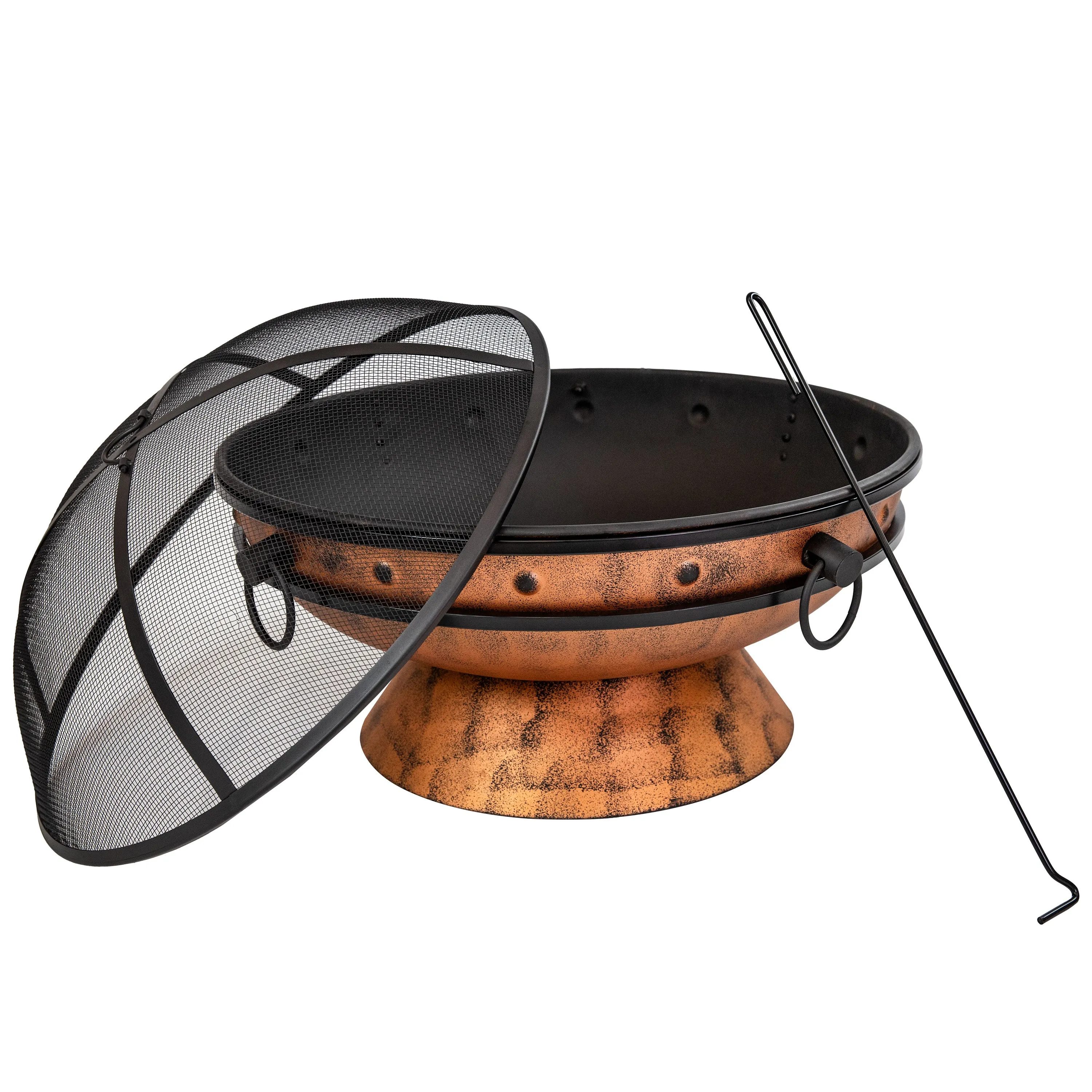 Sunnydaze 30" Royal Cauldron Fire Pit with Spark Screen and Poker