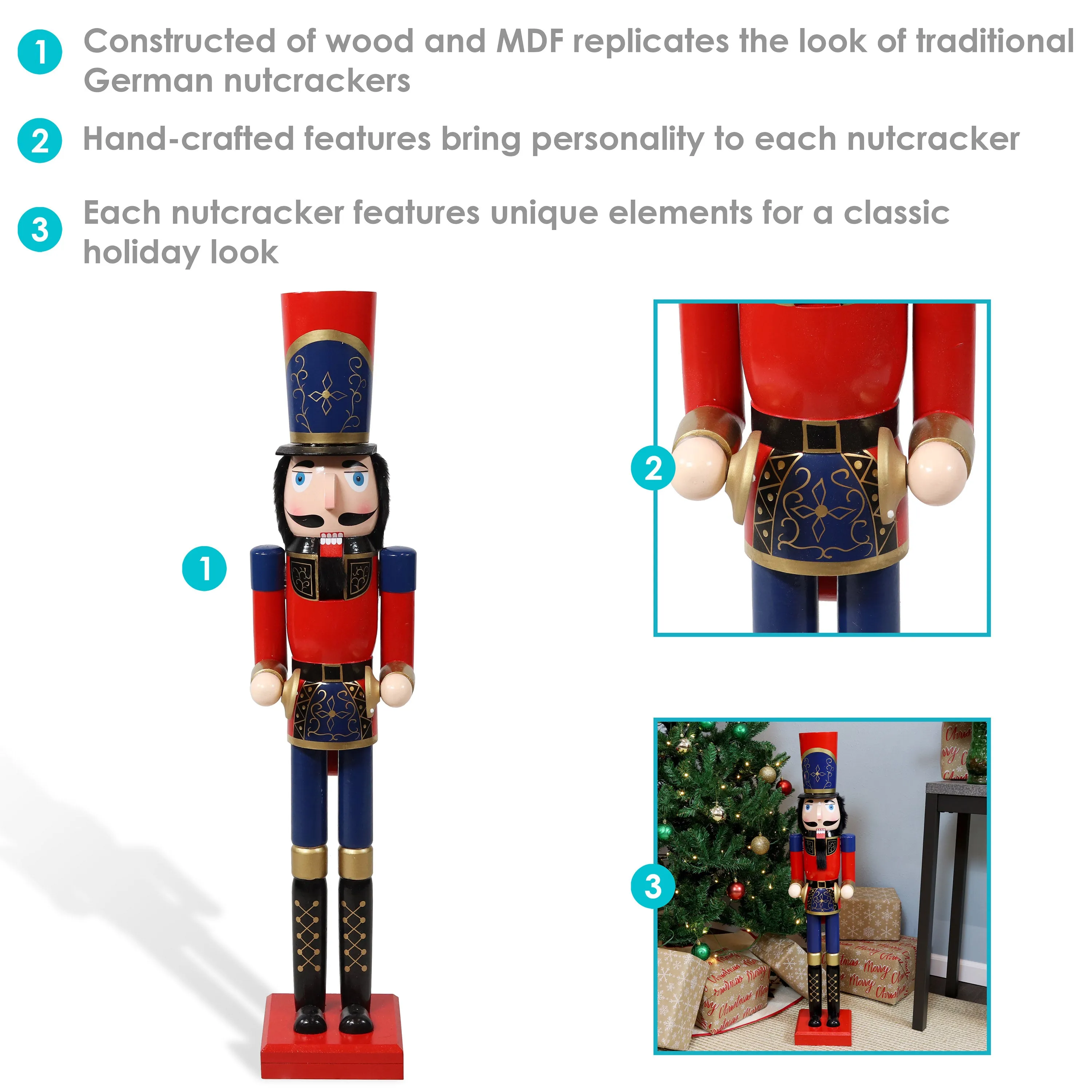 Sunnydaze Conrad the Bold Indoor Nutcracker Statue - 36"