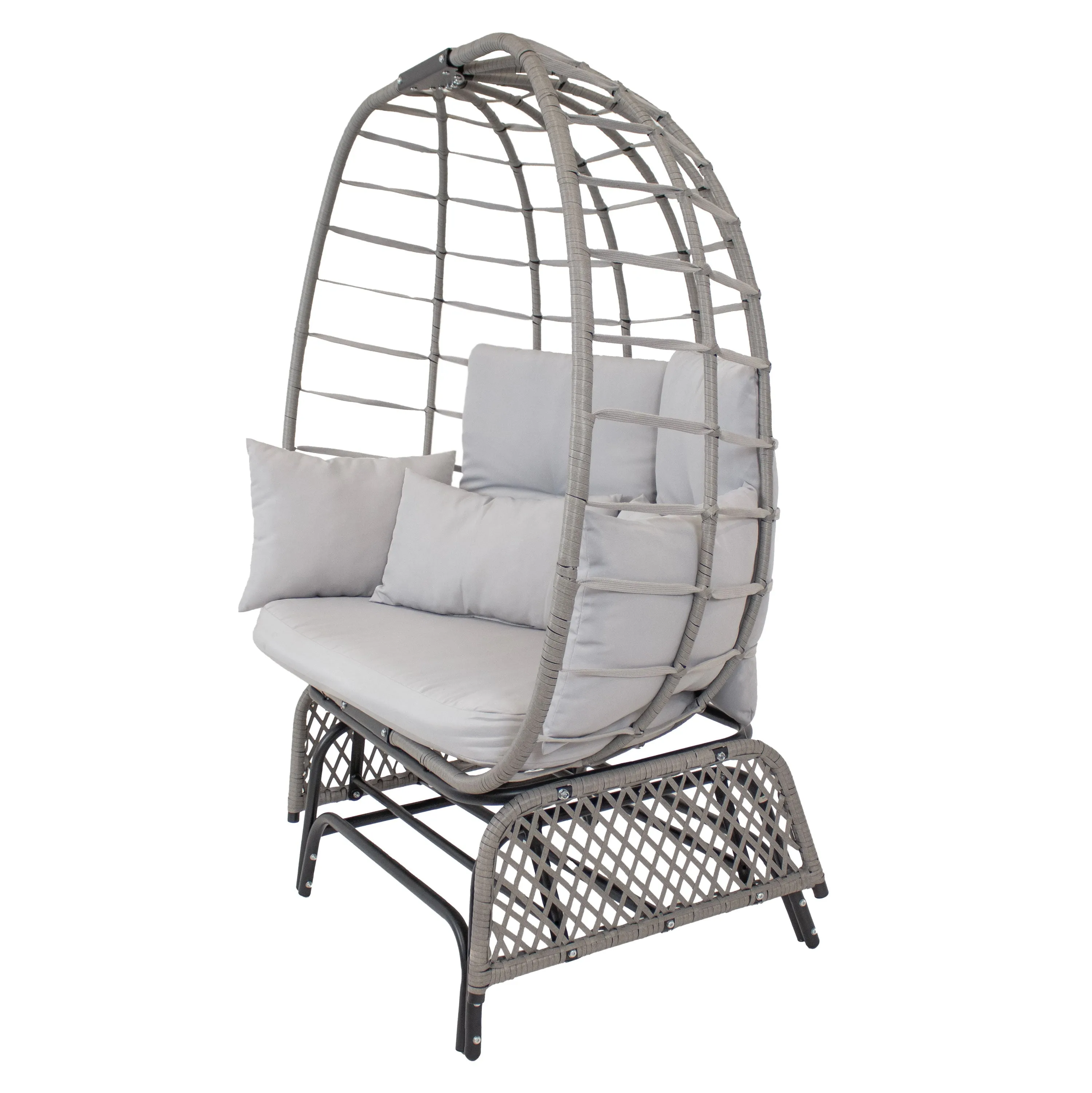 Sunnydaze Double Outdoor Egg Chair with Legs with Cushions and Pillows - Gray