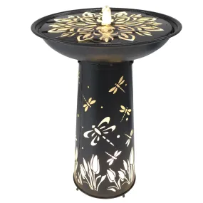 Sunnydaze Dragonfly Delight Metal Bird Bath Water Fountain - 26.75"