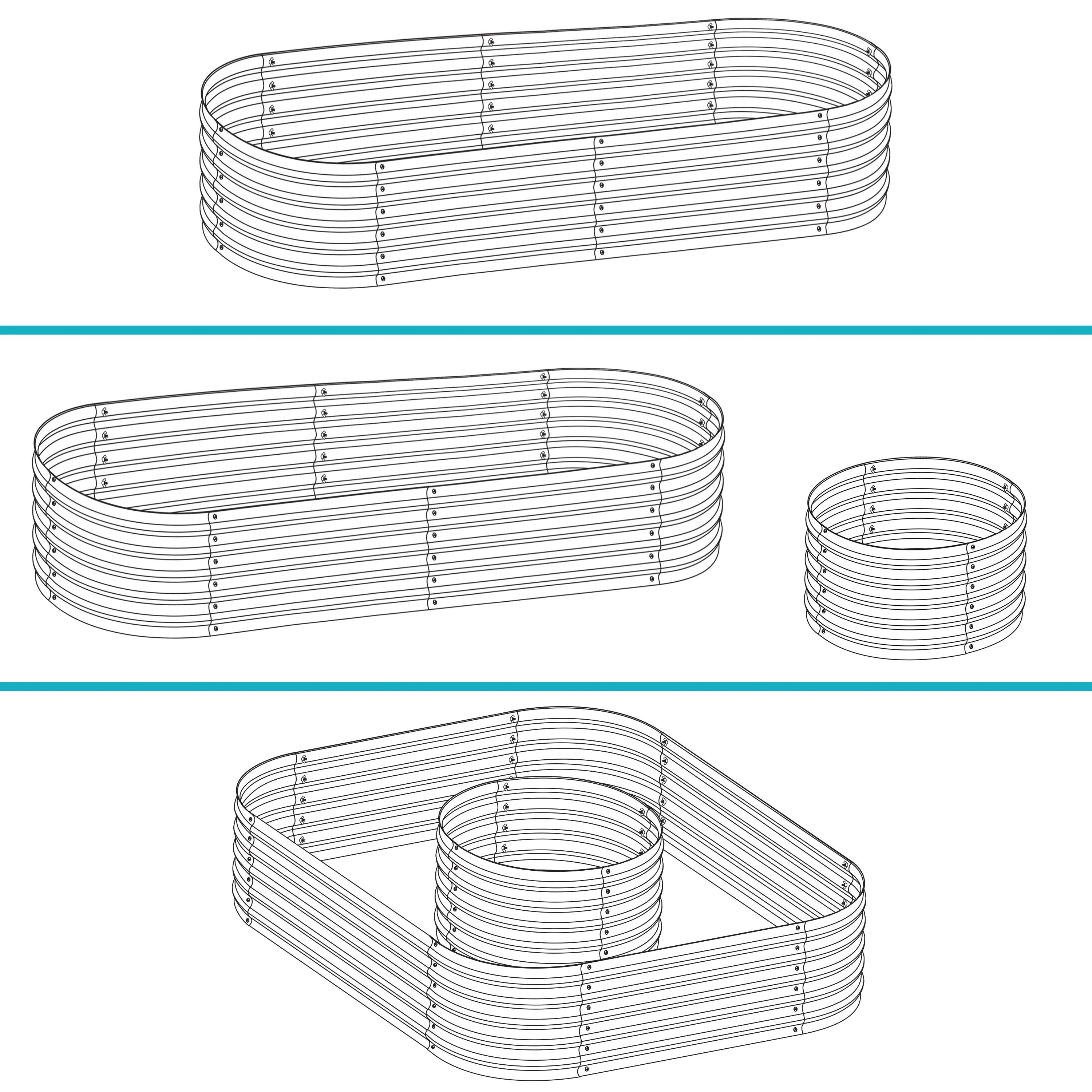 Sunnydaze Stackable Galvalume Steel Raised Garden Bed - 62.5" Oval