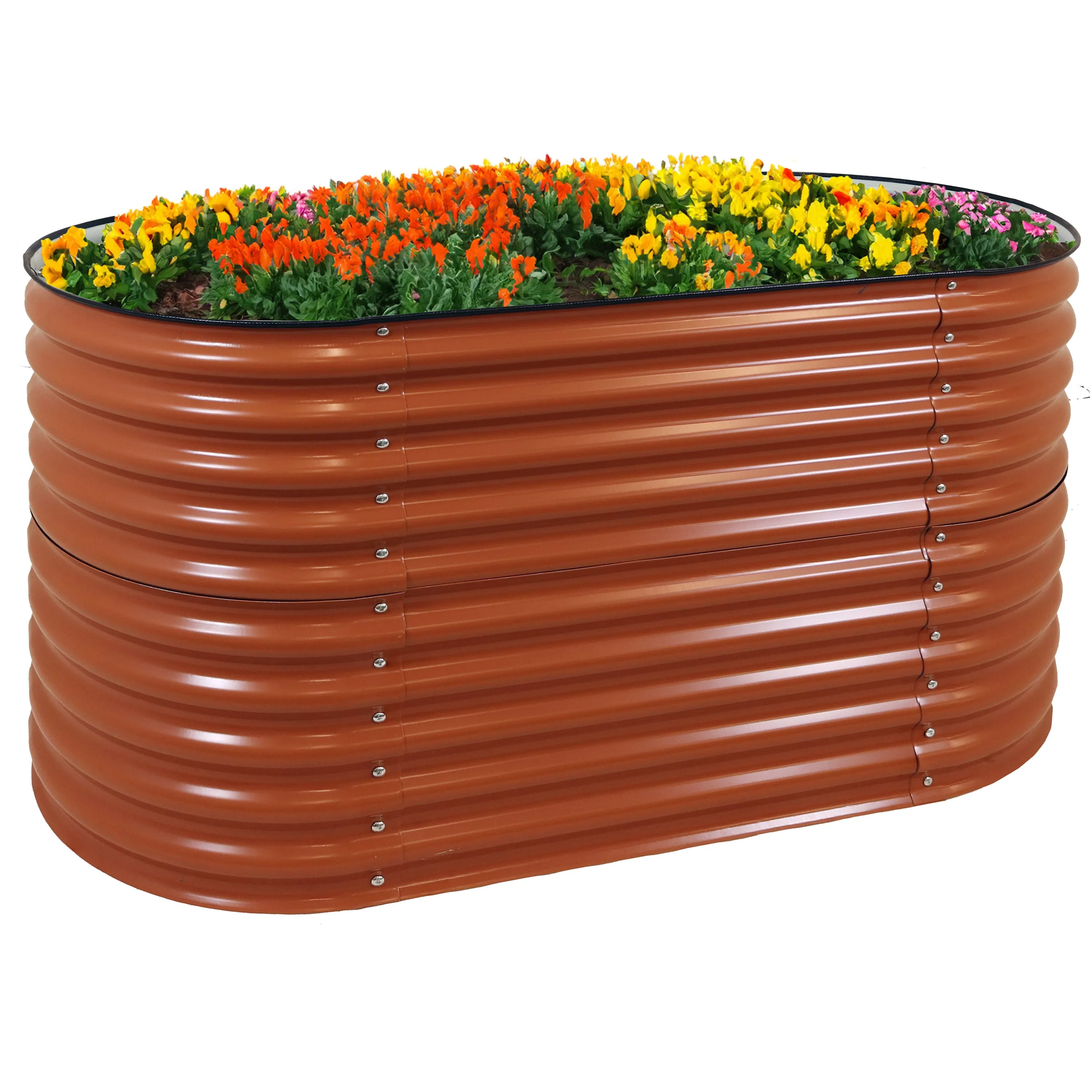 Sunnydaze Stackable Galvalume Steel Raised Garden Bed - 62.5" Oval