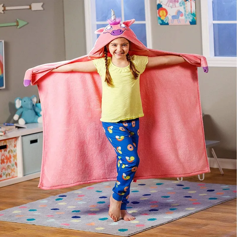 Super Soft Unicorn Lighted Hooded Cape Blanket for Kids