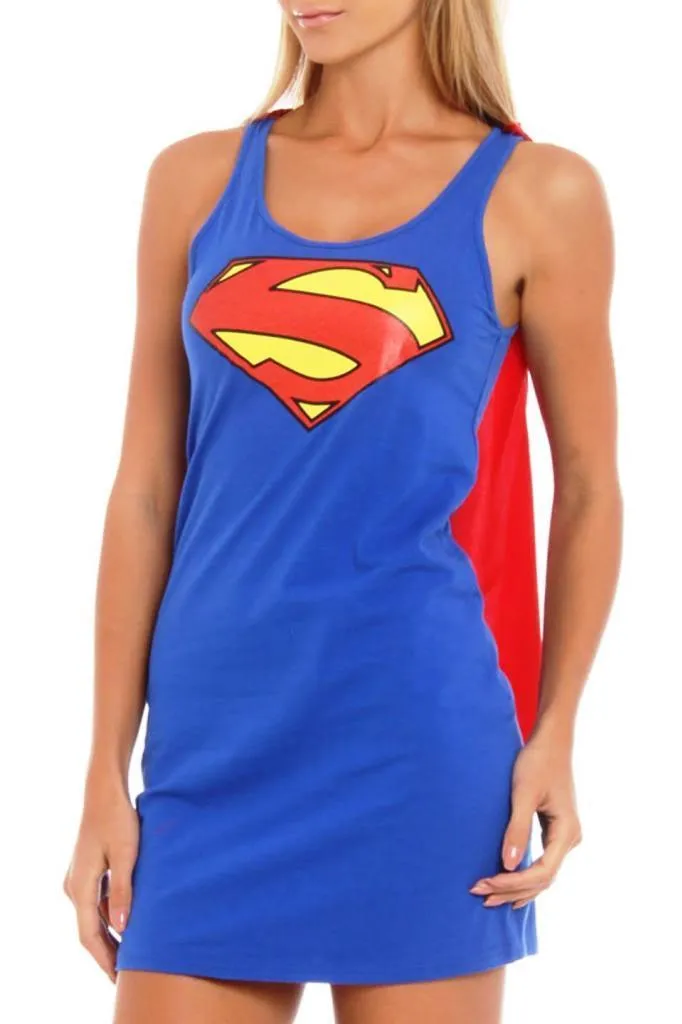 Superman Foil Logo Costume Sleep Tank with Cape