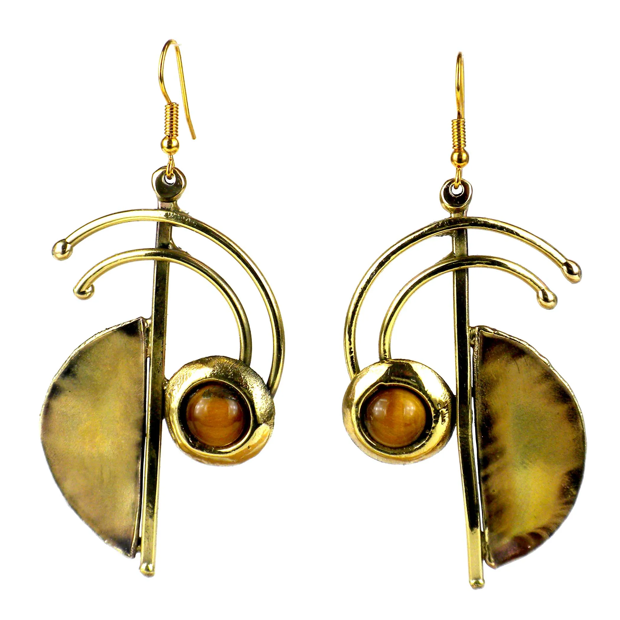 Symphony Tiger Eye Earrings Brass Images