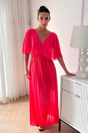 Tama Coral Cape Sleeve Maxi Dress