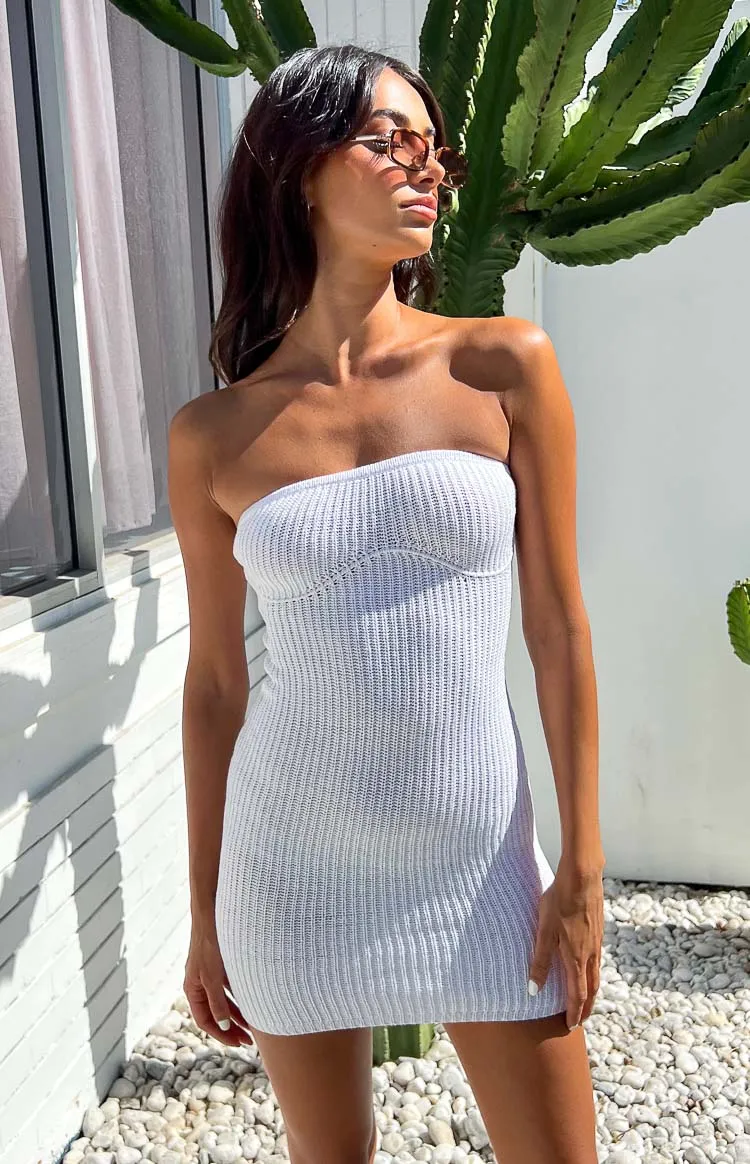 Tasnia White Mini Knit Strapless Dress