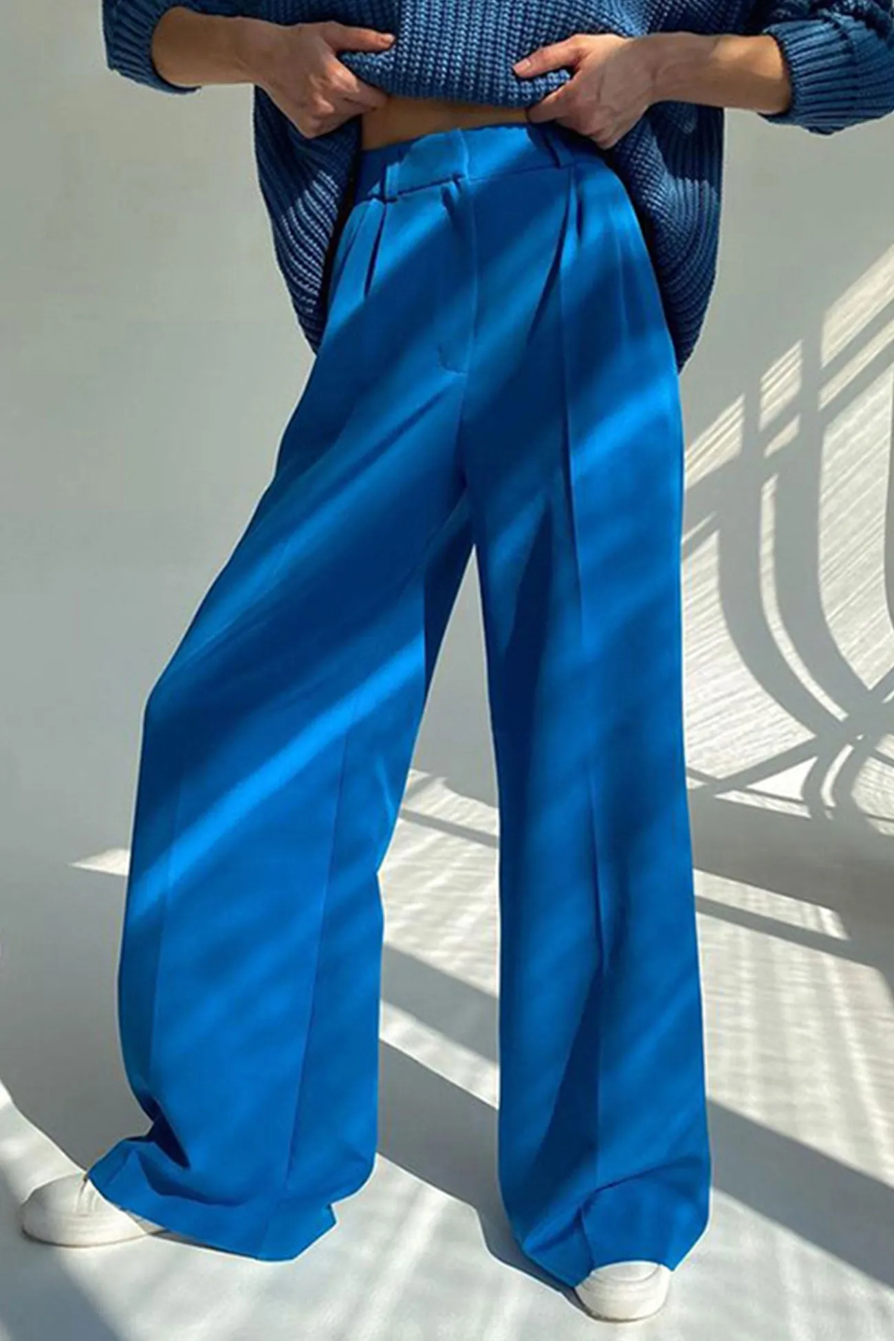 TastyHottie - Solid Color High Waist Loose Suit Pants