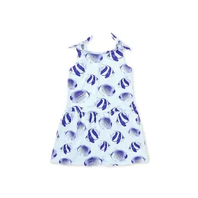 Tea Angelfish Tie Drop Hem Dress