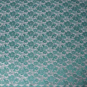 Teal Green Floral Lace Fabric, 110 cm Width, Synthetic Material from Indonesia-D21128