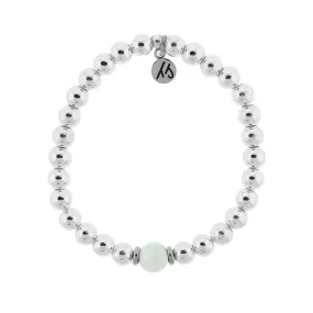 The Cape Bracelet - Silver Steel with White Opal Ball