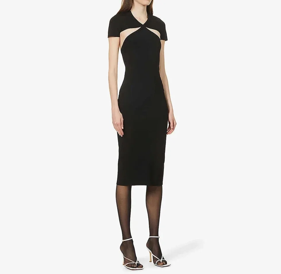 Three-dimensional Cut Cross V Neck Back Hollow Sleeveless Knit Dress