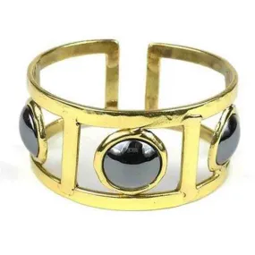 Three Hematite Stones Ladder Cuff Brass Images