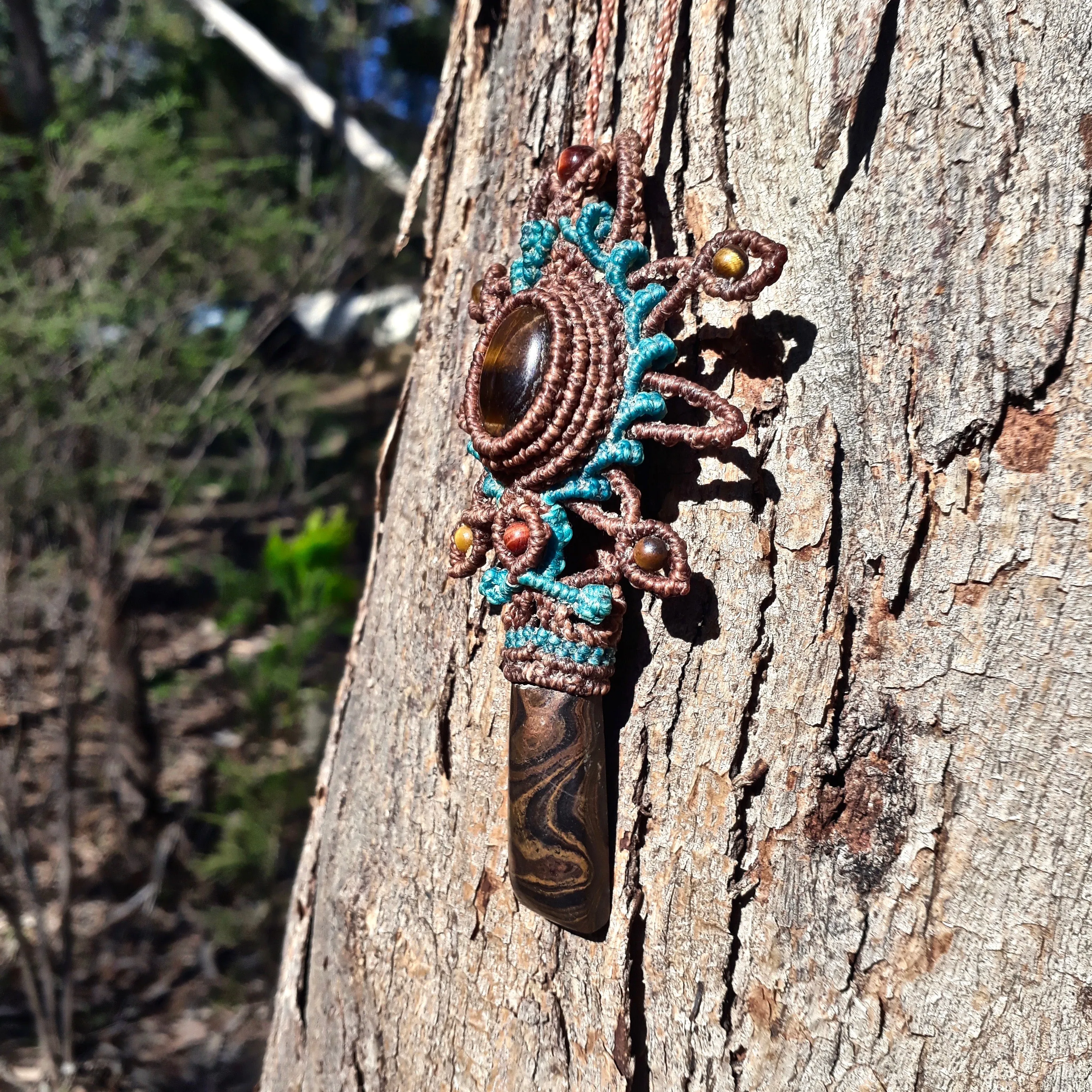 Tiger's eye and stramatolite pendant (unique design)