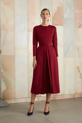 TILDA red pleated midi dress