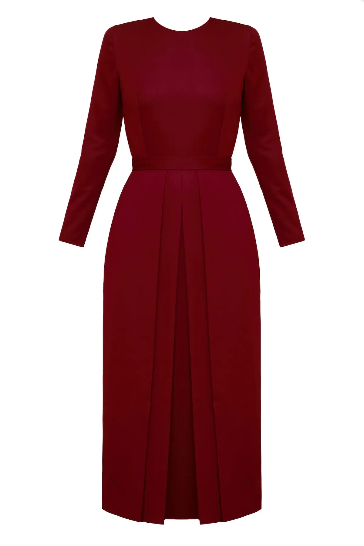 TILDA red pleated midi dress