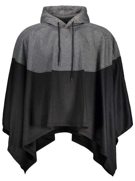 Trendy Mens Two Tone Cape Hoodie