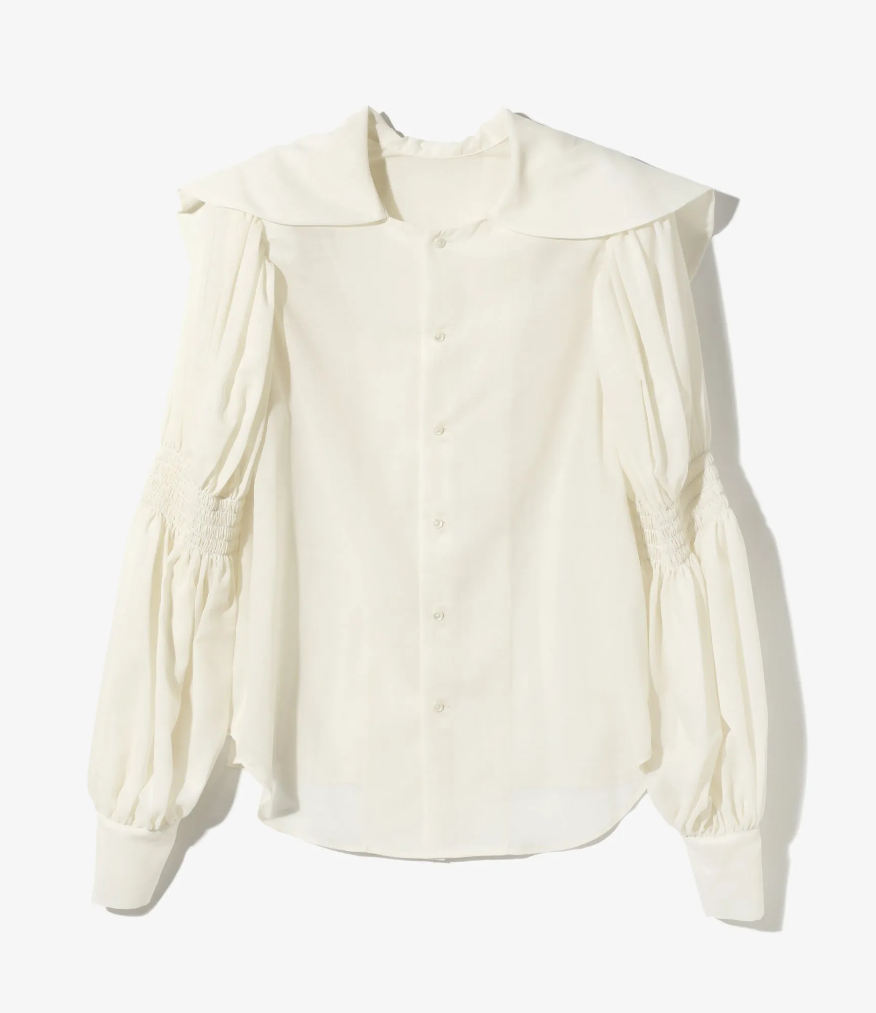 Two-way Cape Collar Blouse - Natural - Voile