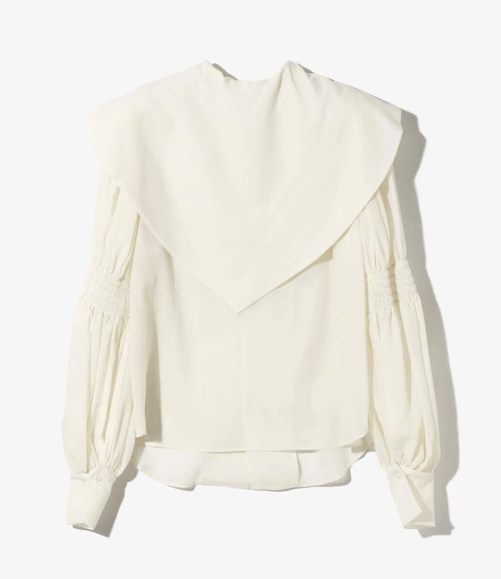 Two-way Cape Collar Blouse - Natural - Voile