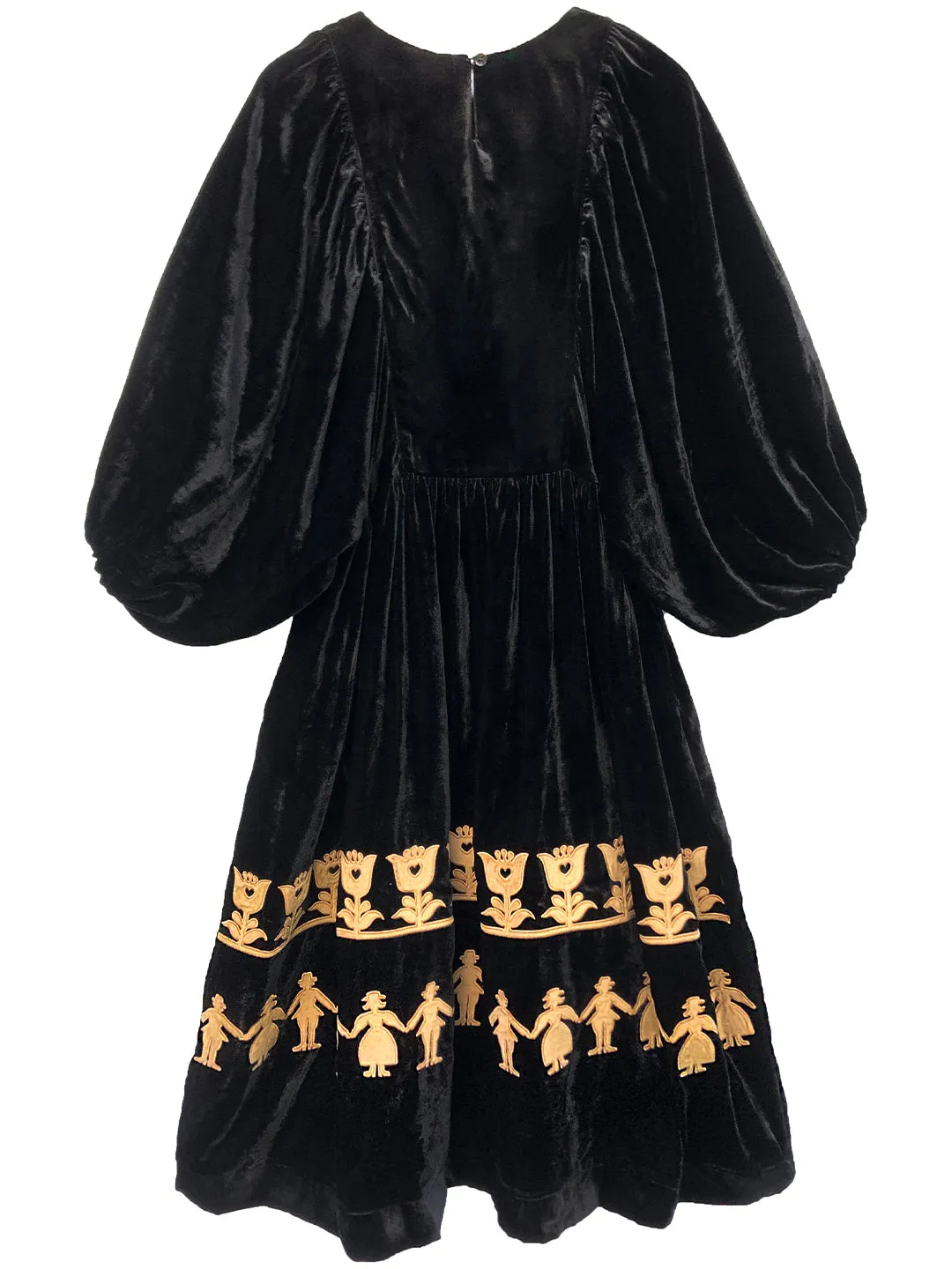 Unlogical Poem Paper-cut Flocked Embroidered Cape Sleeve Dress