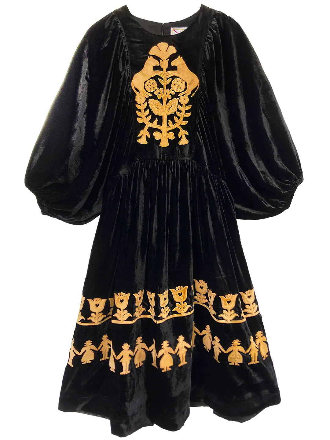 Unlogical Poem Paper-cut Flocked Embroidered Cape Sleeve Dress