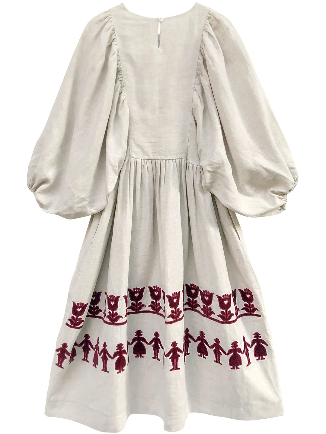 Unlogical Poem Paper-cut Flocked Embroidered Cape Sleeve Dress