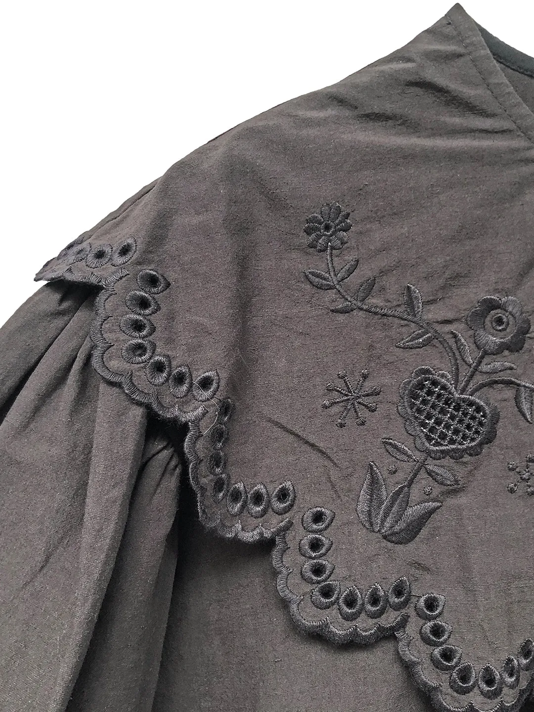 Unlogical Poem Victorian style Hollow Embroidery Black Shirt