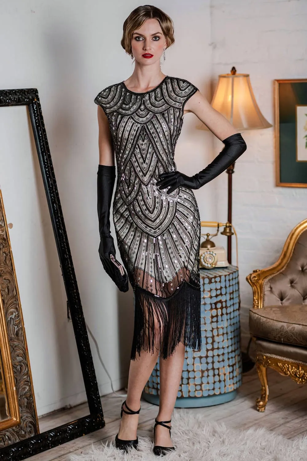 [US Warehouse] 1920s Fringed Flapper Gatsby Dress