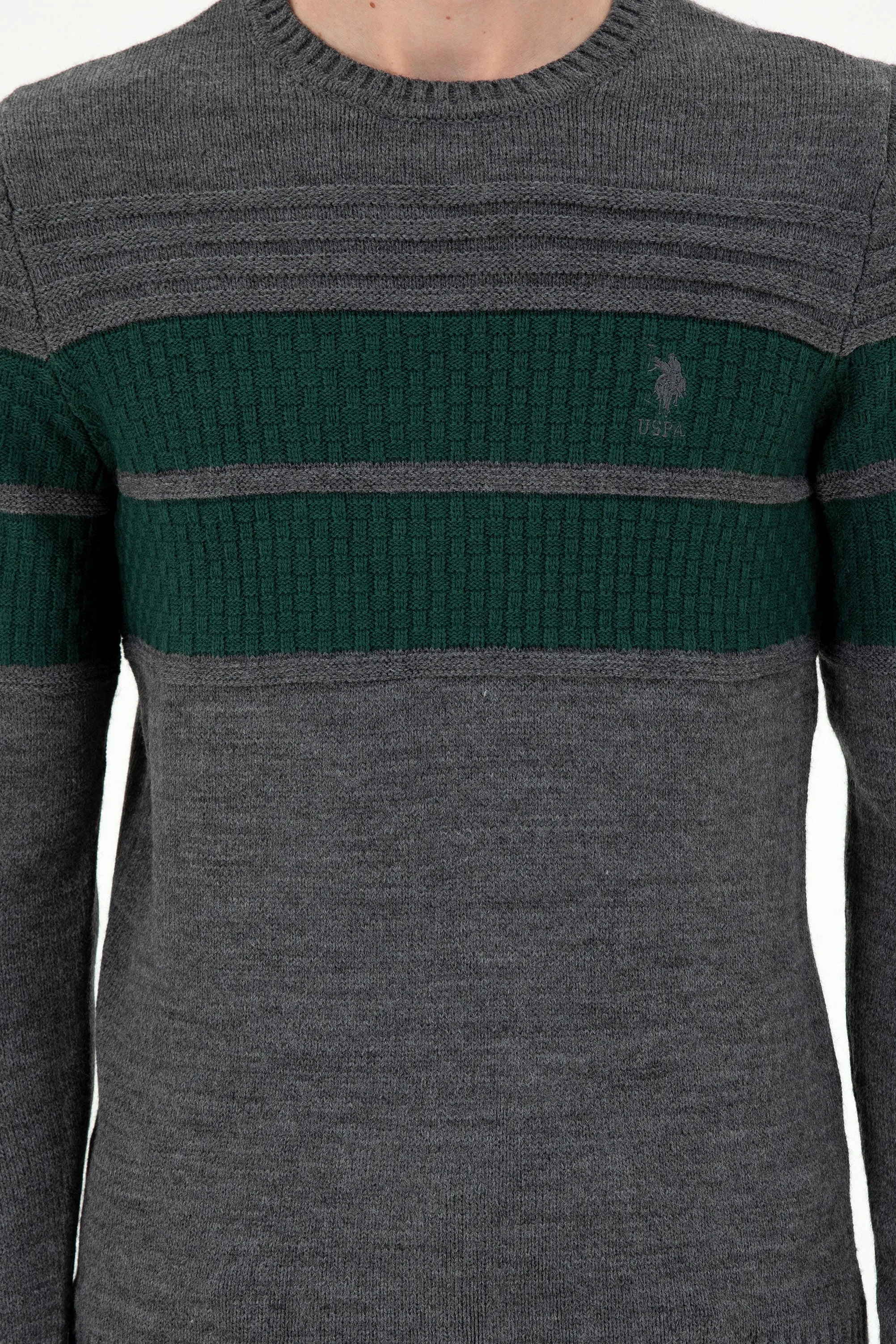 USPA Men Jumper R/Neck Anthracite VR081 USPJR375 US POLO ASSN.