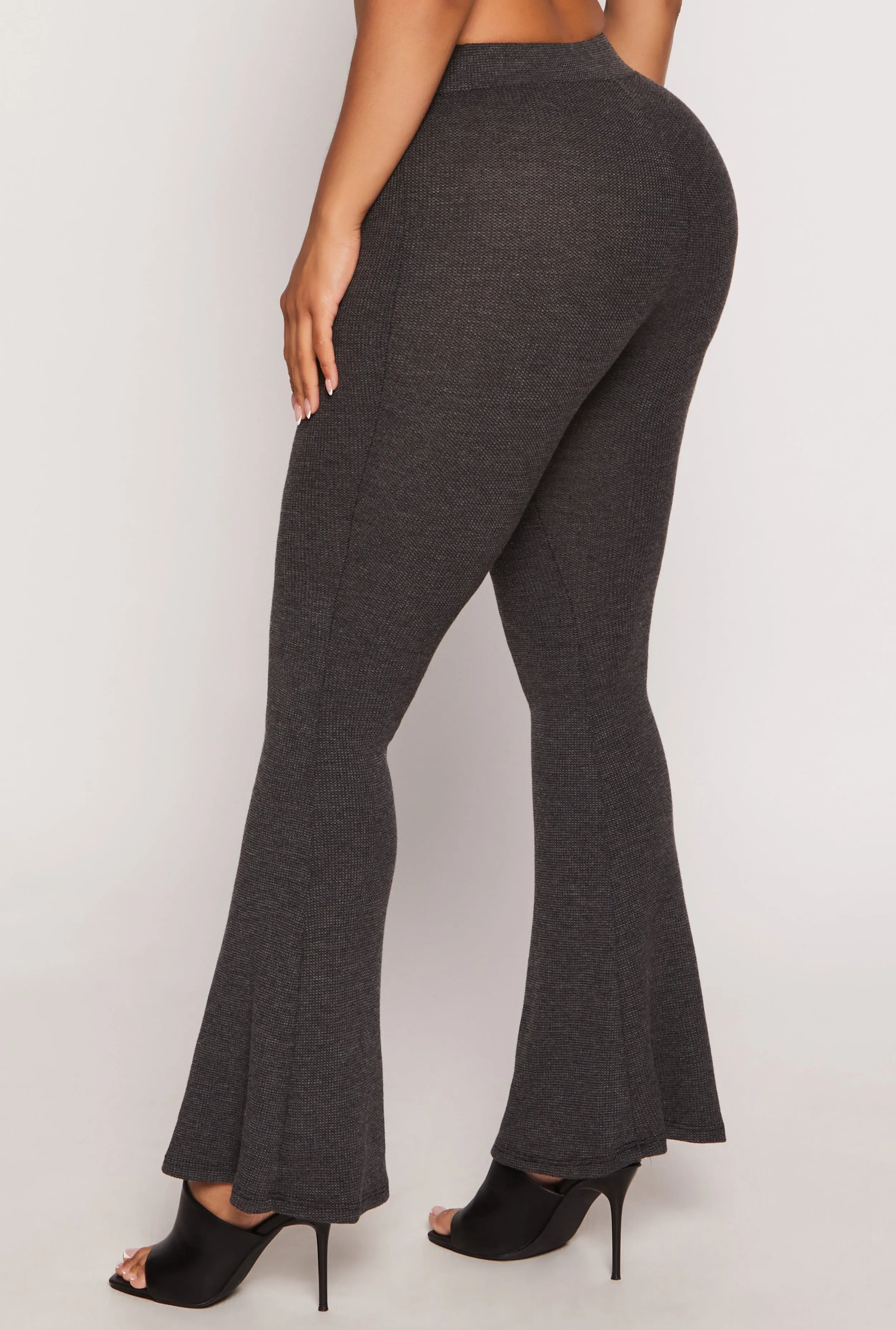 Waffle Knit High Waist Flare Pants